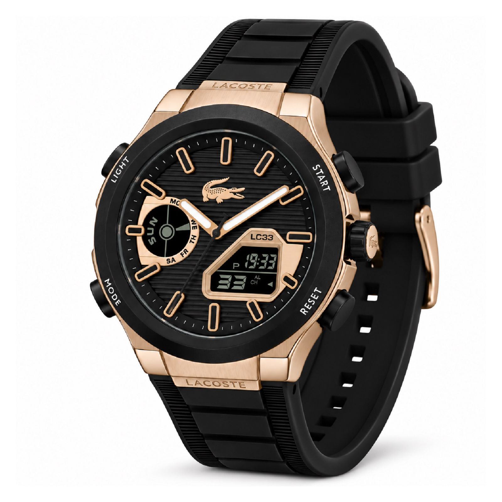 RELOJ LACOSTE SPORT 2011517 HOMBRE DE SILICONA NEGRO - 2