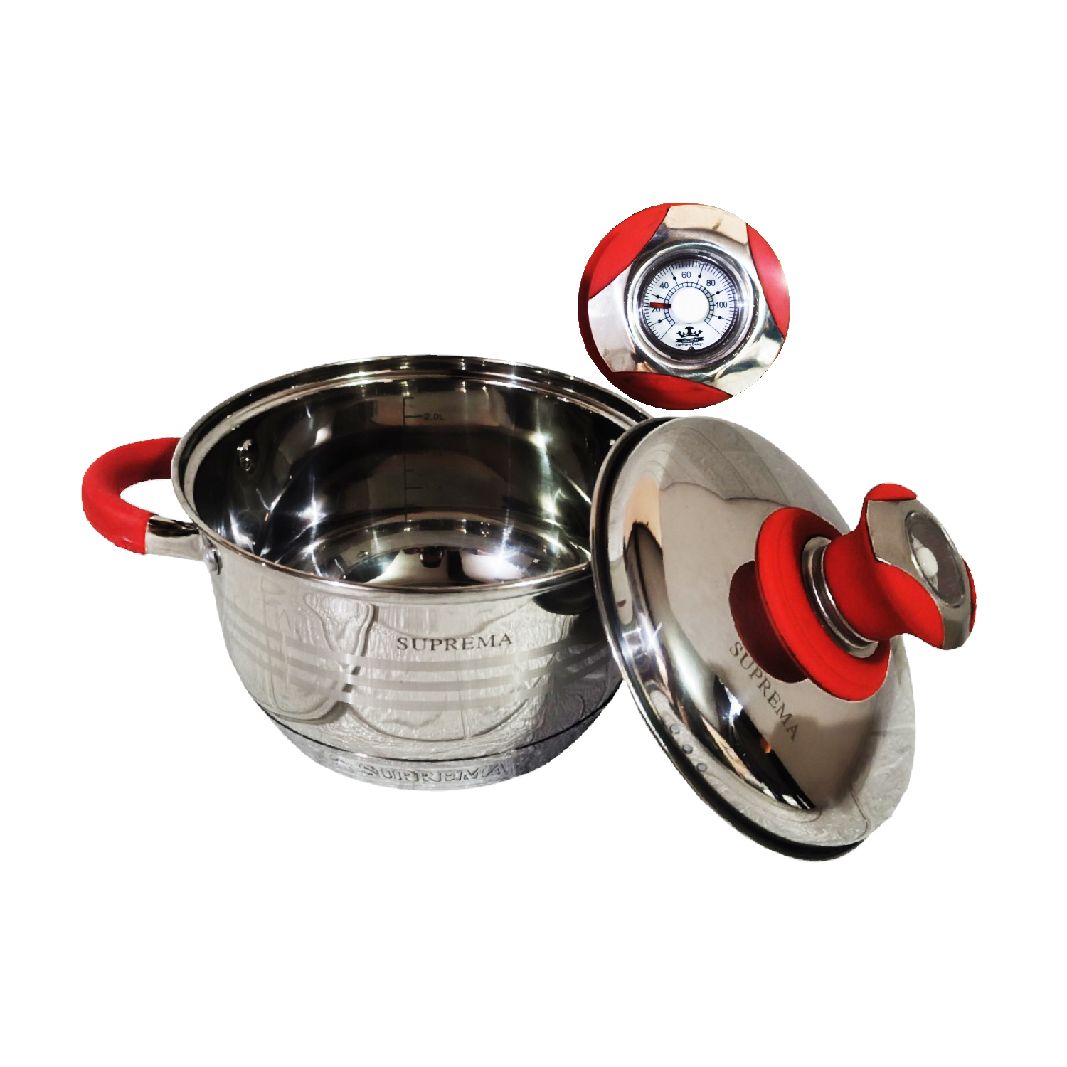 SET OLLAS SUPREMA SU-TC020-14PC-R ROJO 14 PIEZAS ACERO GARANTIZADO - 2