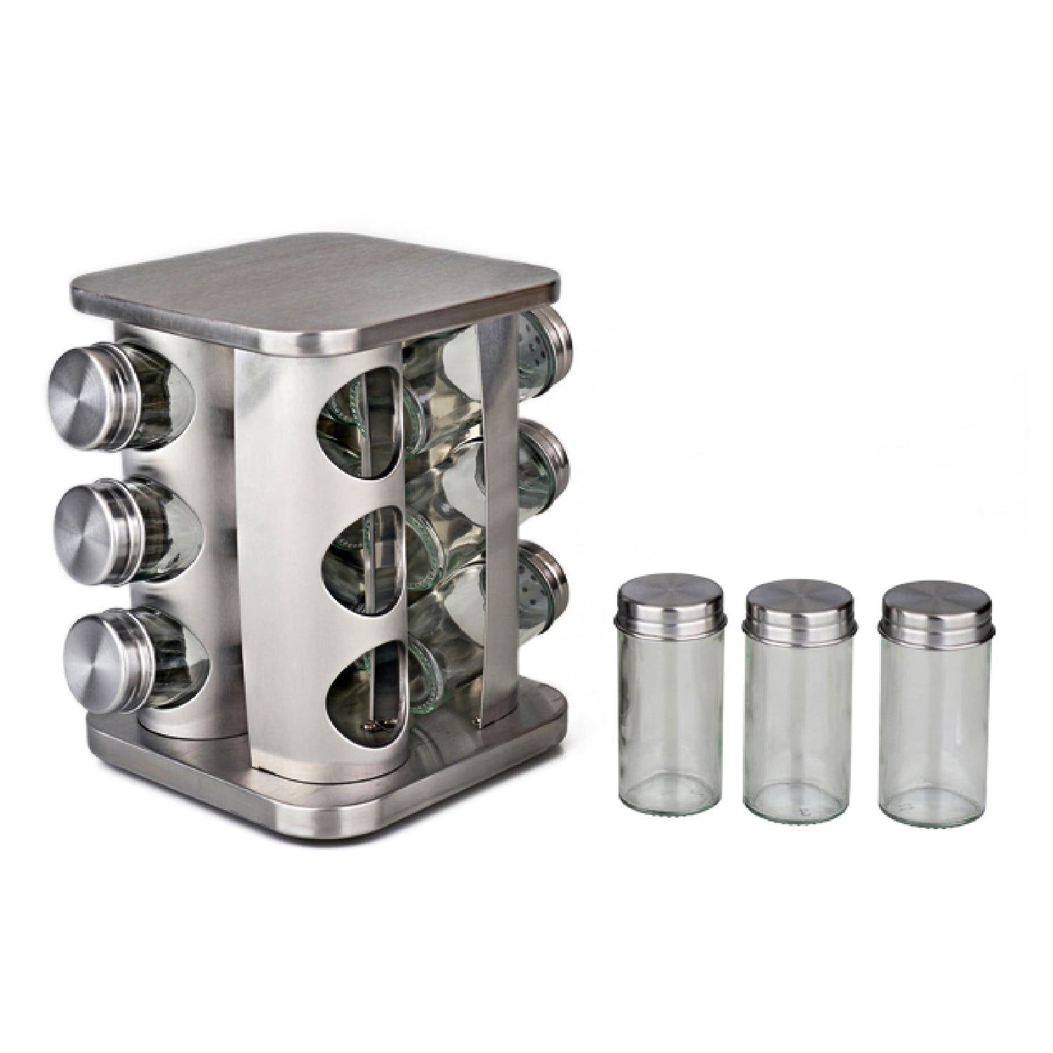 SET DE CONDIMENTEROS 12 FRASCOS CON BASE GIRATORIO MS-393 - 1