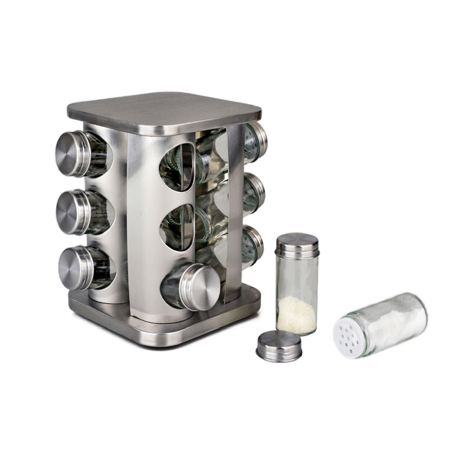 SET DE CONDIMENTEROS 12 FRASCOS CON BASE GIRATORIO MS-393 - 3