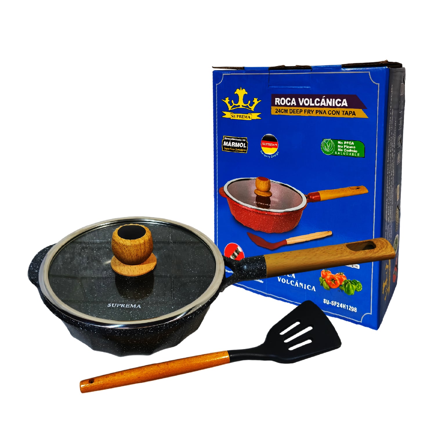SARTÉN CON TAPA SUPREMA 24CM CERÁMICO ANTIADHERENTE NEGRO - 1