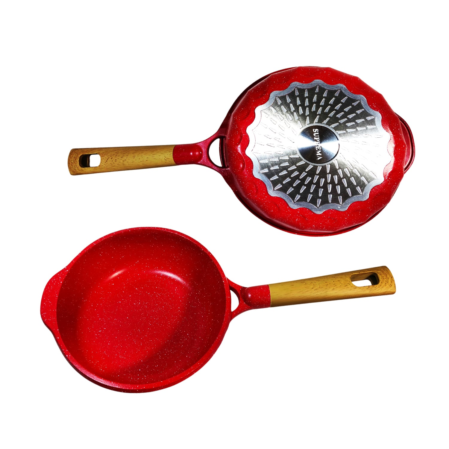 SARTÉN CON TAPA SUPREMA 24CM CERÁMICO ANTIADHERENTE ROJO - 3