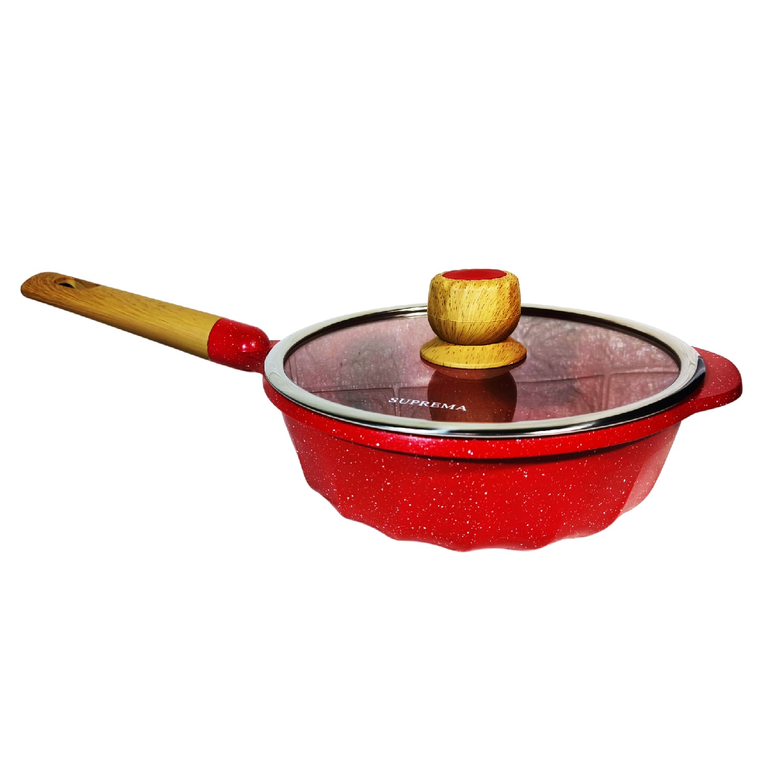SARTÉN CON TAPA SUPREMA 24CM CERÁMICO ANTIADHERENTE ROJO - 4