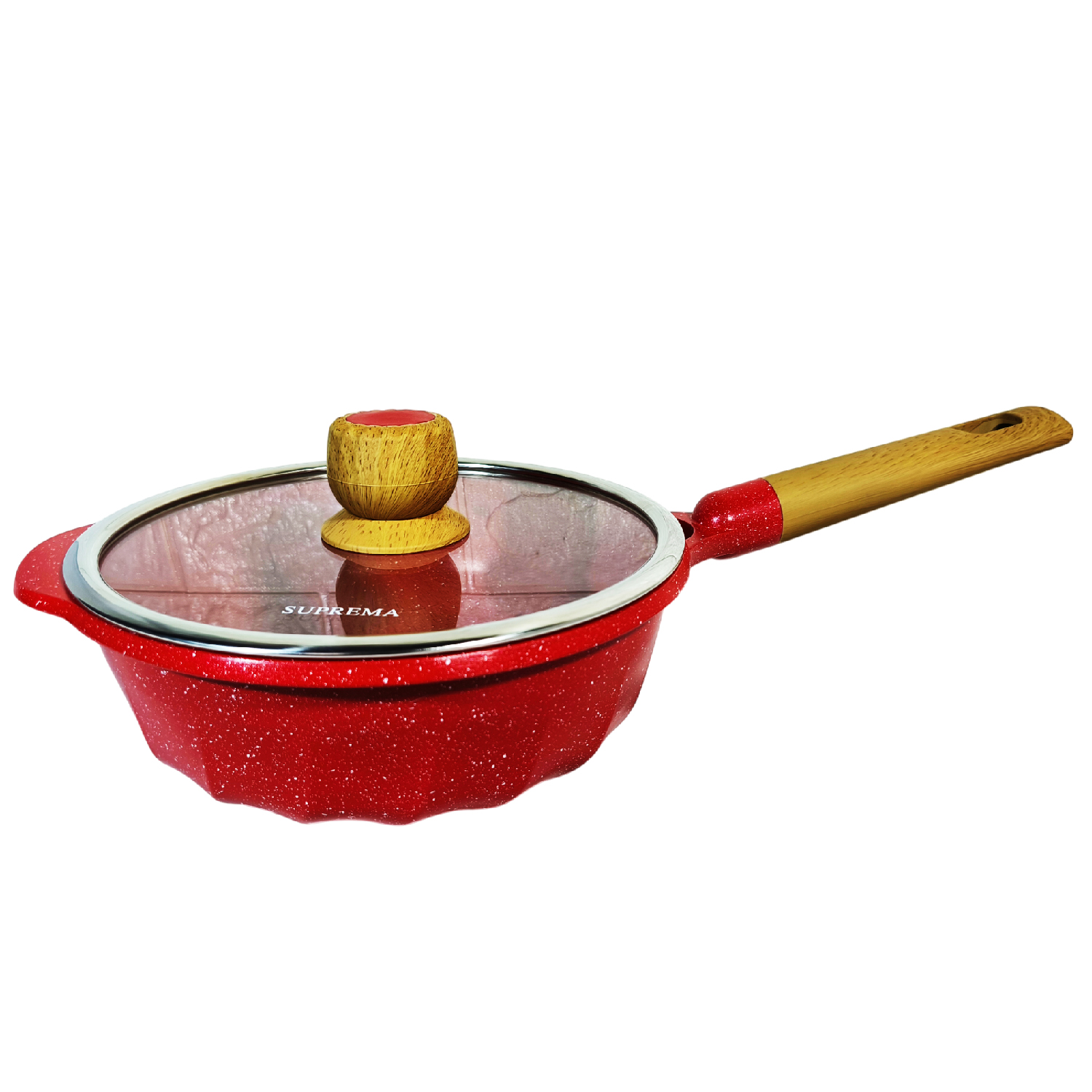 SARTÉN CON TAPA SUPREMA 24CM CERÁMICO ANTIADHERENTE ROJO - 5