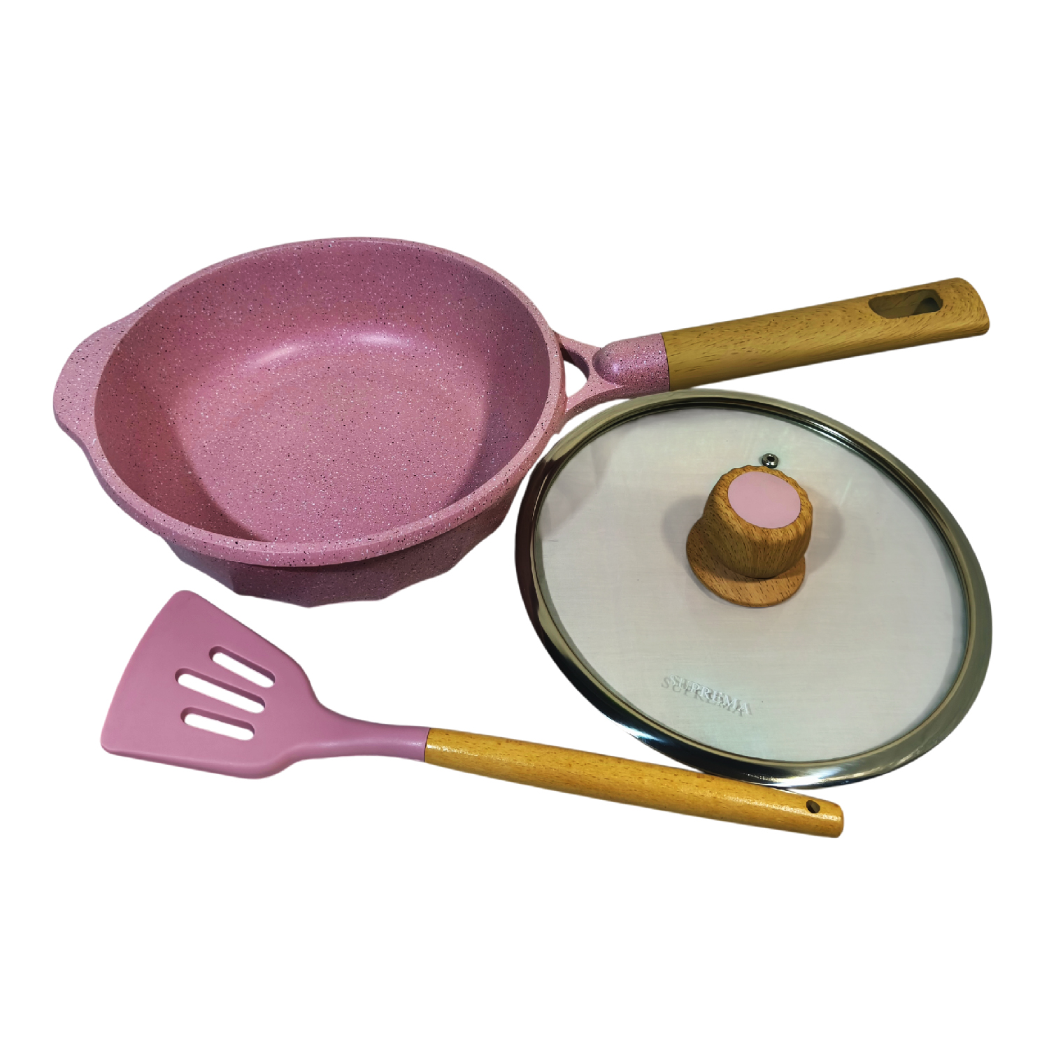 SARTÉN CON TAPA SUPREMA 24CM CERÁMICO ANTIADHERENTE ROSADO - 2