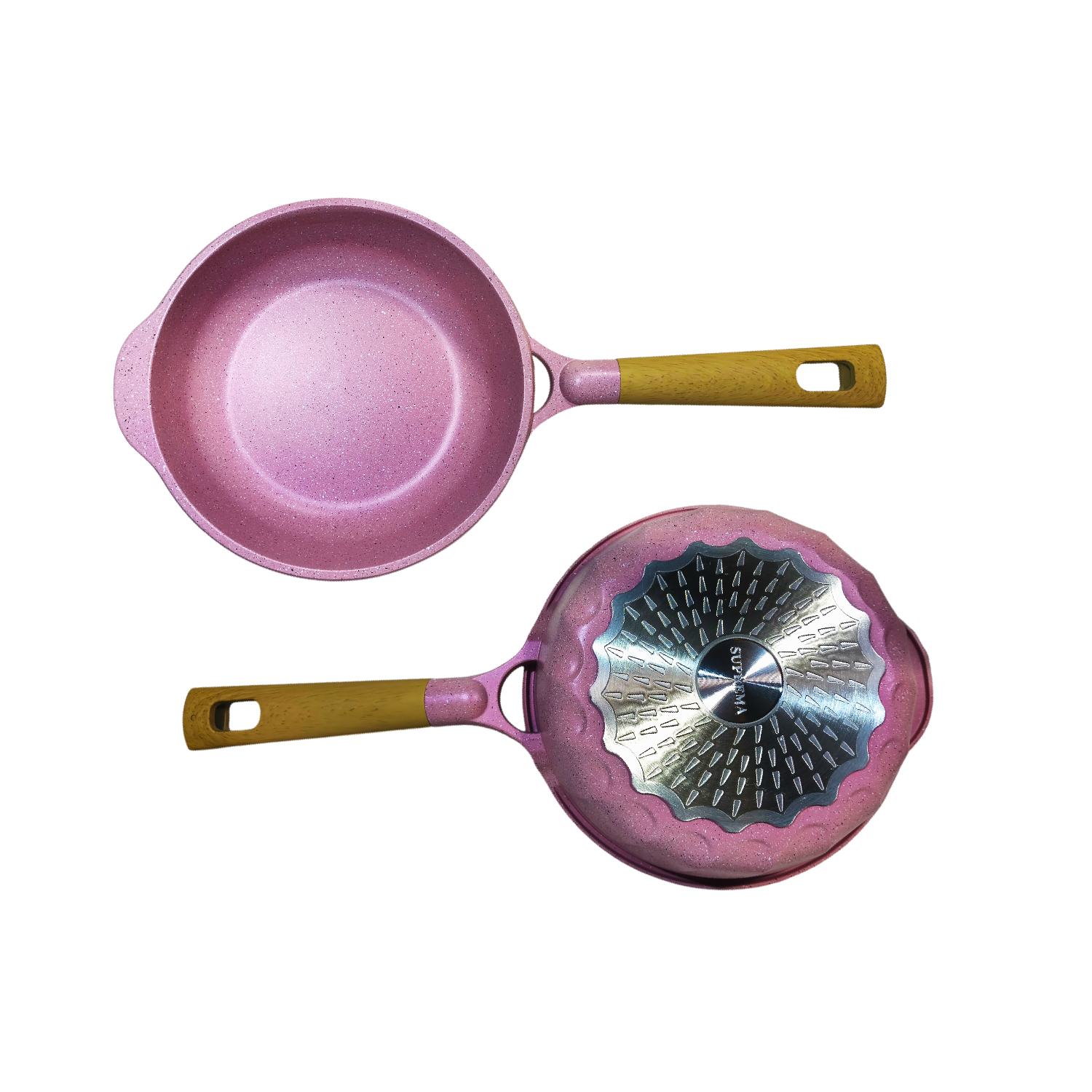 SARTÉN CON TAPA SUPREMA 24CM CERÁMICO ANTIADHERENTE ROSADO - 4