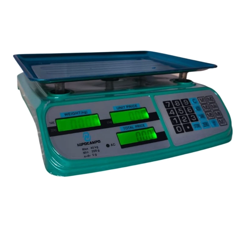 BALANZA BODEGUERA 40 KG - 5 GR HIPOCAMPO DOBLE PANTALLA VERDE - 2