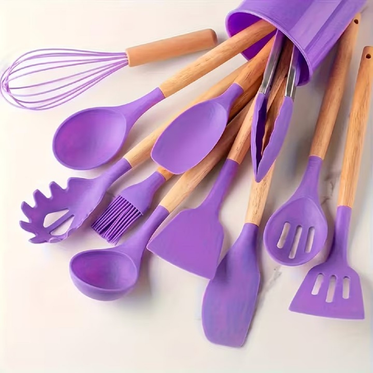 SET DE UTENSILIOS MULTIFUNCIONAL PARA COCINA DE SILICONA - LILA - 3