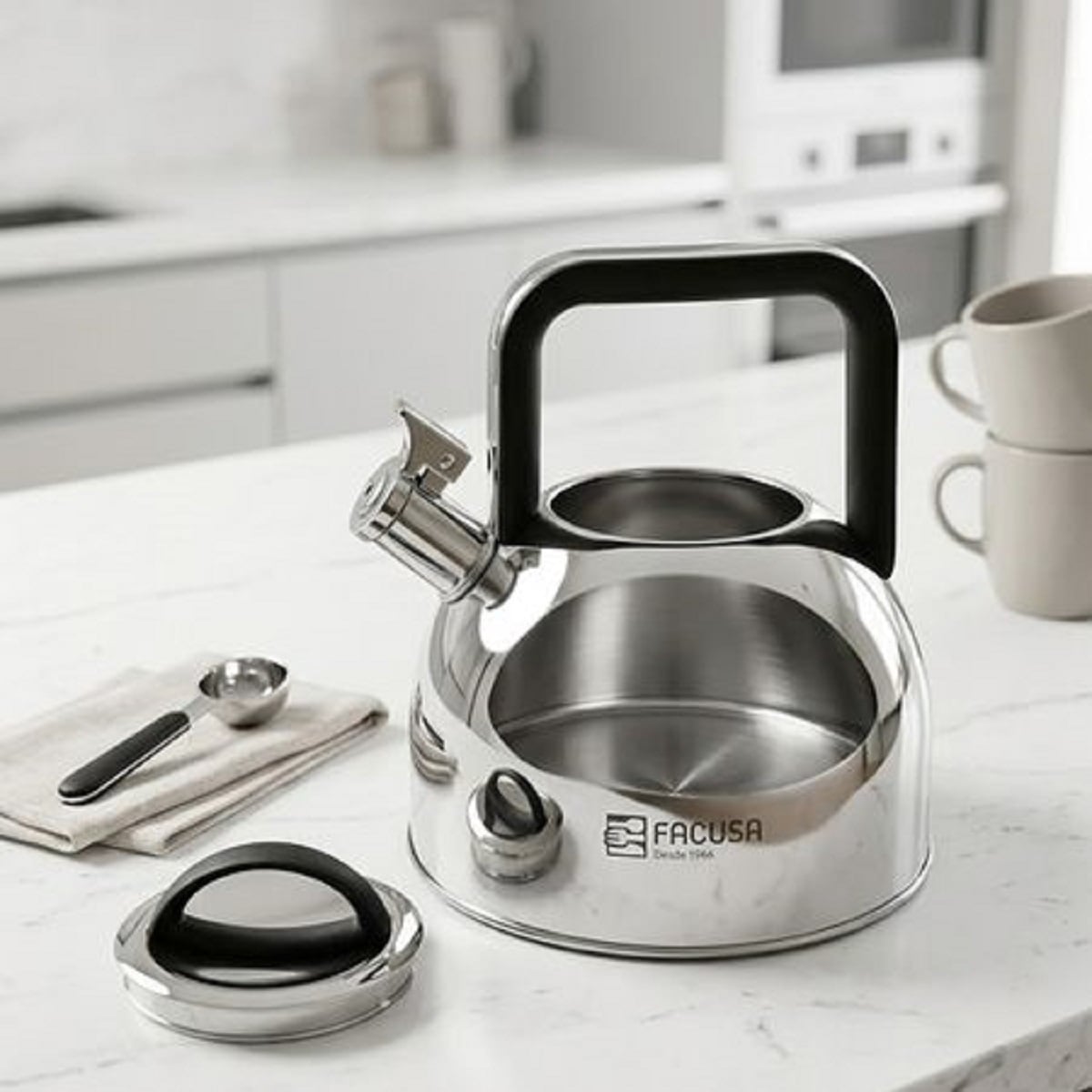 TETERA 3 LITROS FACUSA VERONA ACERO INOXIDABLE CON SILBADOR - 2