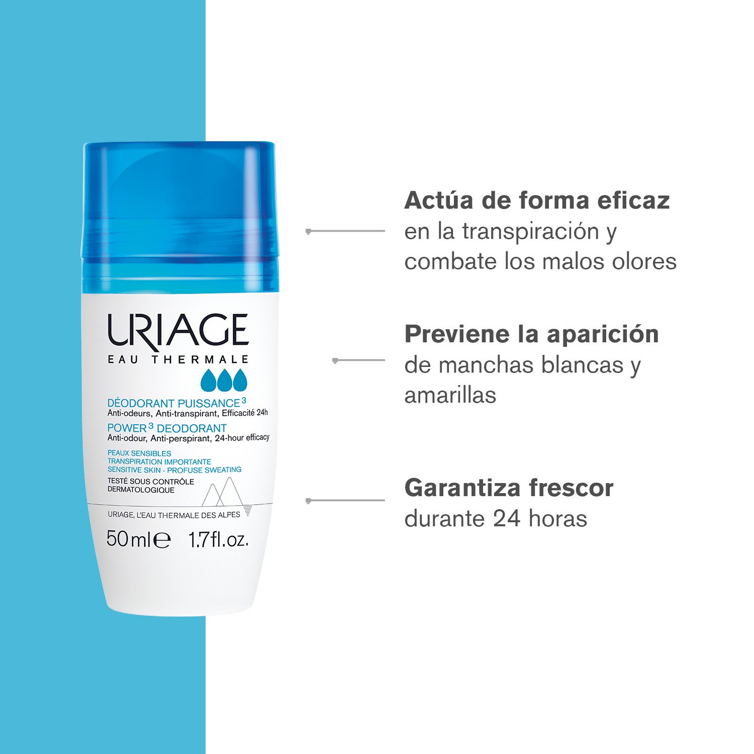 URIAGE DESODORANTE POWER 3 50ML - DESODORANTE ANTI-TRANSPIRANTE - 2
