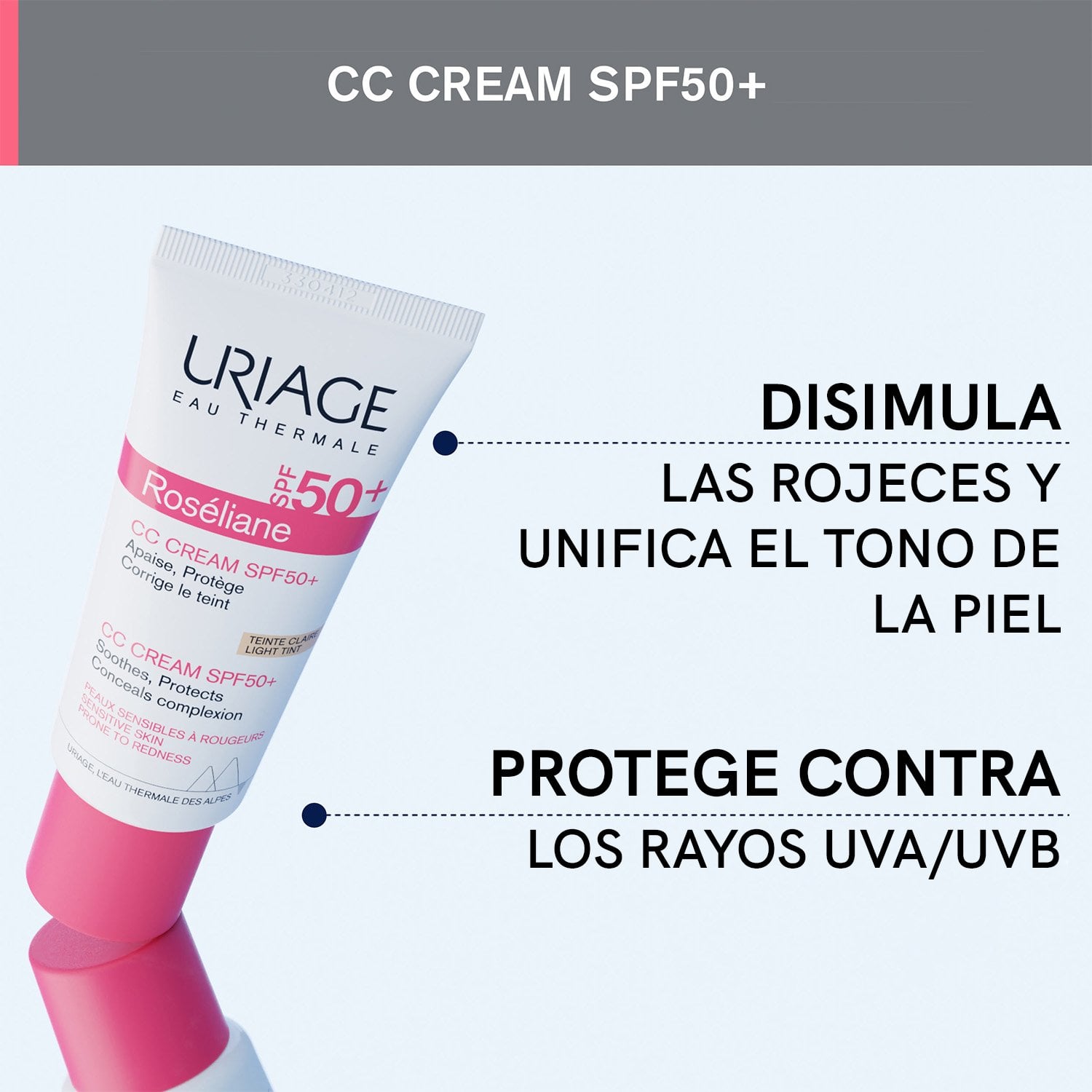 URIAGE ROSÉLIANE CC CREAM SPF50+ 40ML - PROTECCIÓN MUY ALTA CON COBERTURA PARA EL CUIDADO DE LA PIEL SENSIBLE - 3