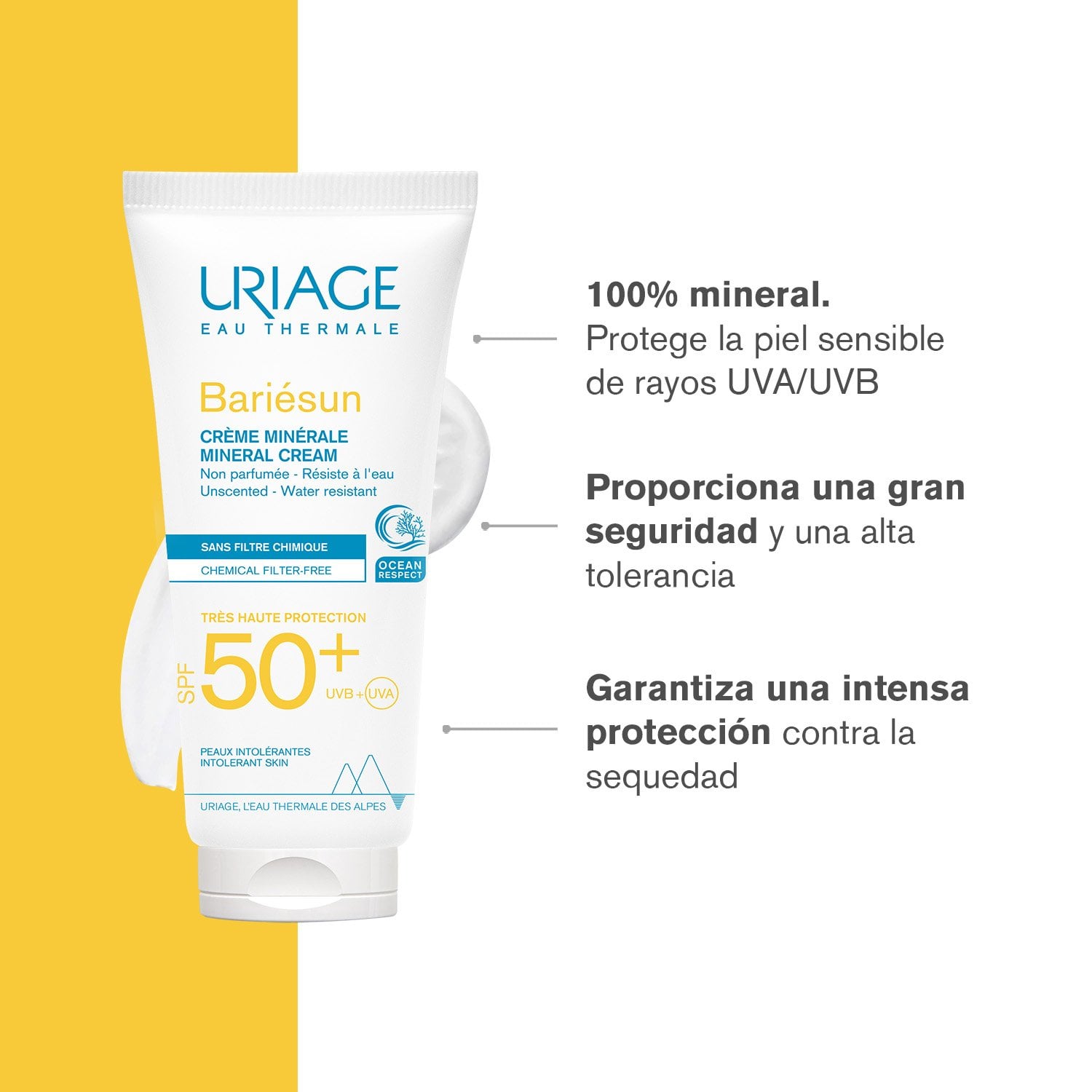 URIAGE BARIÉSUN CREMA MINERAL SPF50+ 100ML - PROTECCIÓN MUY ALTA PARA PIELES INTOLERANTES A FILTROS QUÍMICOS - 2