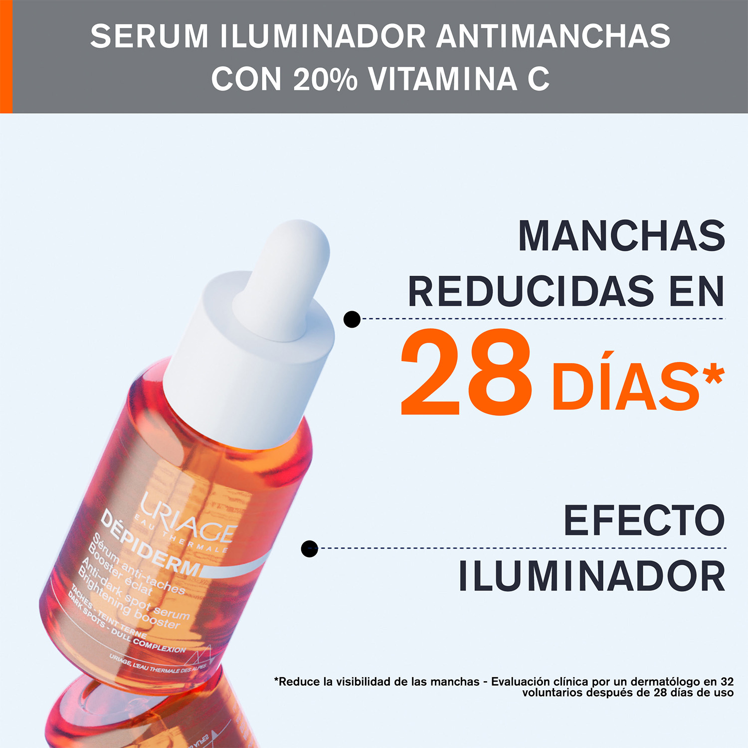 ILUMINADOR FACIAL URIAGE DEPIDERM SERUM ANTIMANCHAS BOOSTER LUMINOSIDAD REDUCE MANCHAS UNIFICA E ILUMINA LA PIEL 30 ML - 3