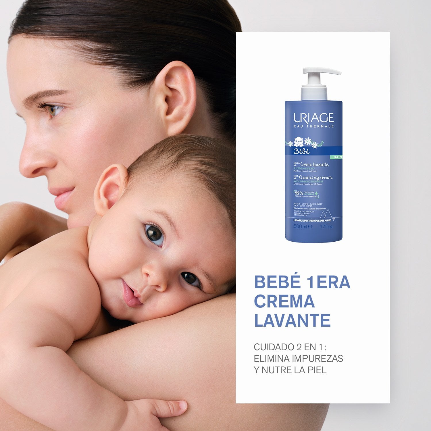 CREMA CORPORAL URIAGE BEBE 1ERA LAVANTE CUIDADO 2 EN 1 ELIMINA IMPUREZAS NUTRE LA PIEL 500 ML - 4