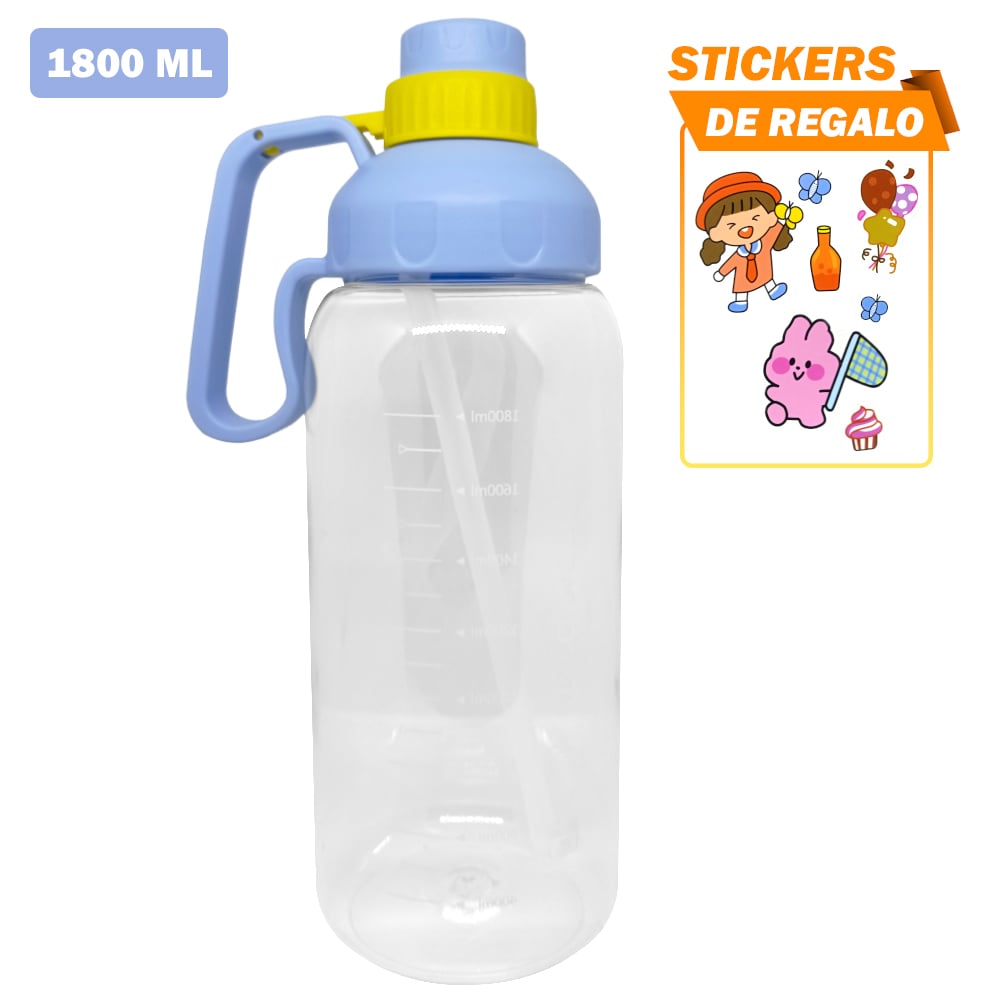 BOTELLA DEPORTIVA TOMATODO 1800 ML CON STICKER CELESTE - 1