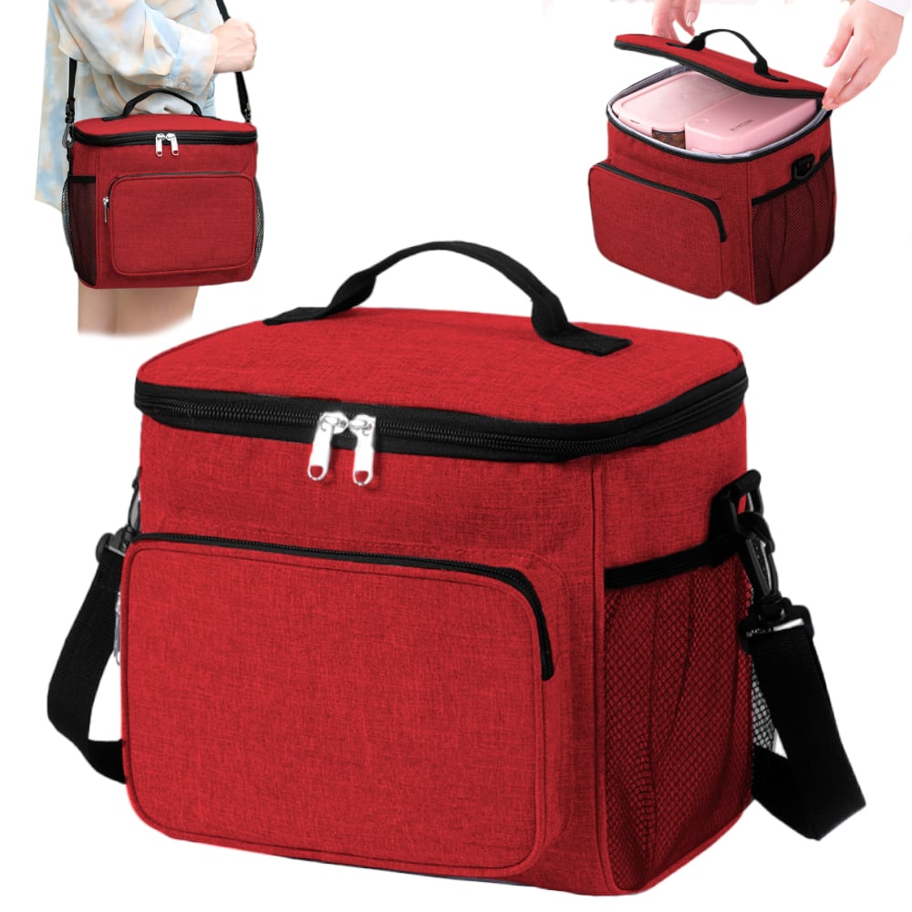 LONCHERA TÉRMICA PARA COMIDA Y ALIMENTOS IMPERMEABLE ROJO 02X - 1