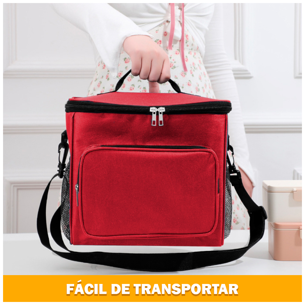 LONCHERA TÉRMICA PARA COMIDA Y ALIMENTOS IMPERMEABLE ROJO 02X - 4