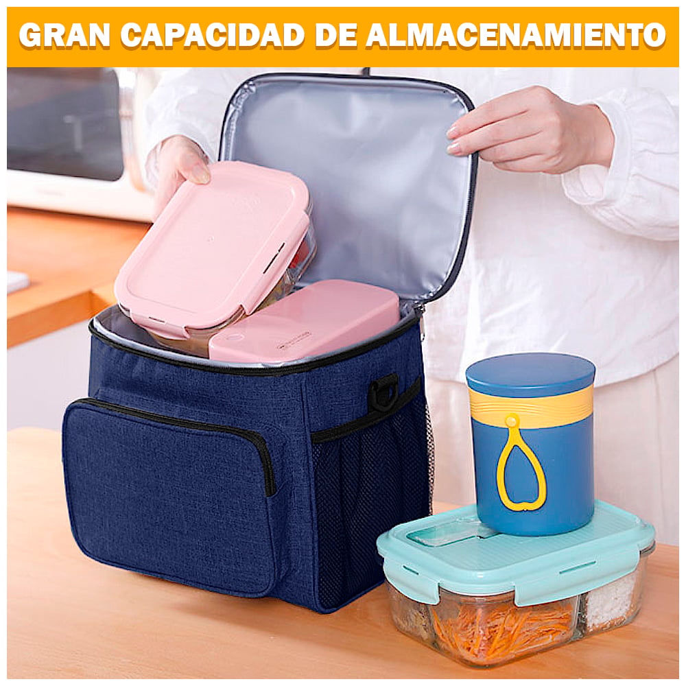 LONCHERA TÉRMICA PARA COMIDA Y ALIMENTOS IMPERMEABLE AZUL 02X - 2