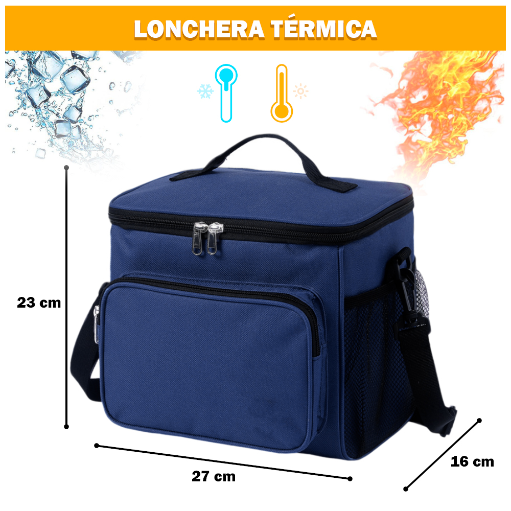 LONCHERA TÉRMICA PARA COMIDA Y ALIMENTOS IMPERMEABLE AZUL 02X - 6
