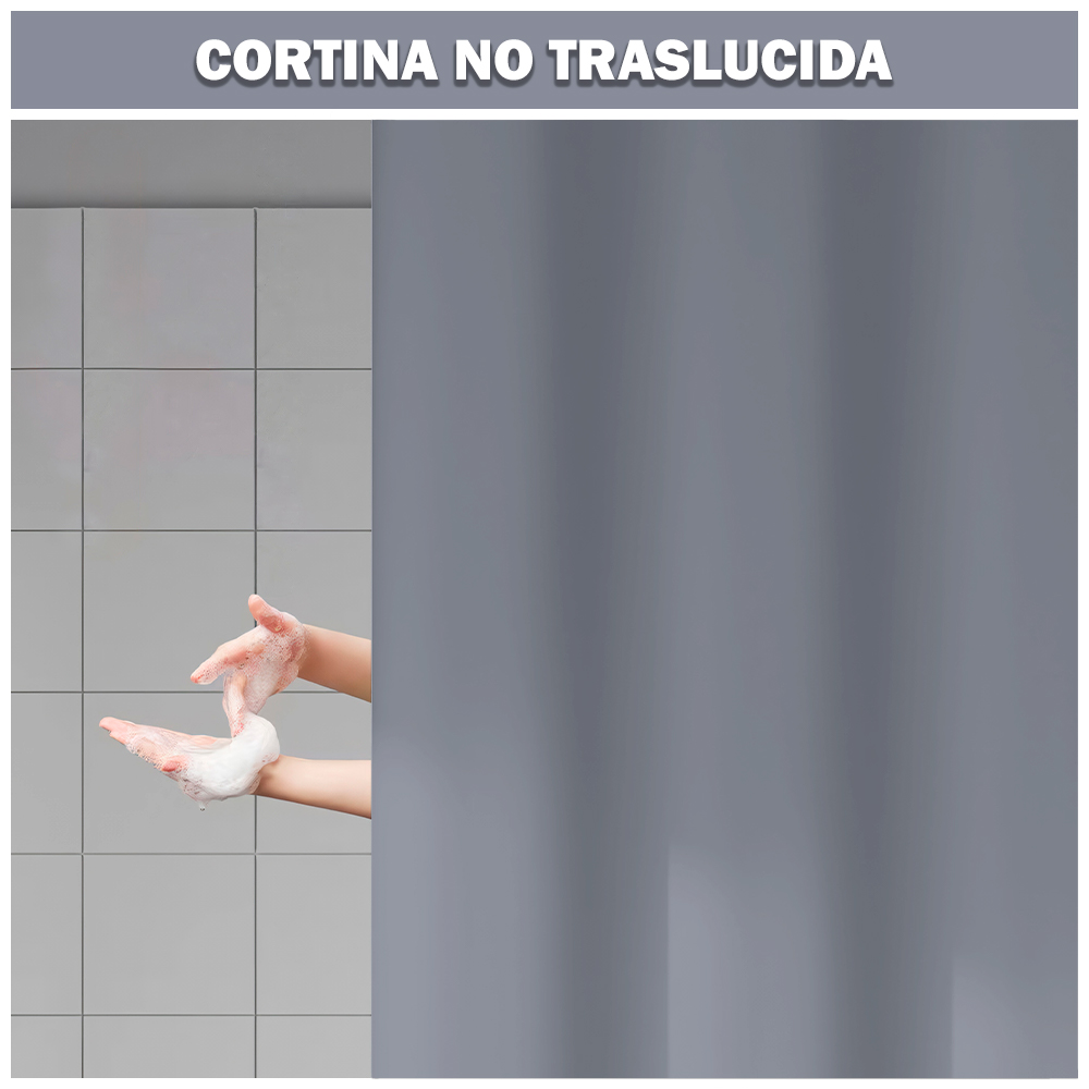 CORTINA DE BAÑO MODERNA IMPERMEABLE ACCESORIO PARA DUCHA U11 PLOMO - 3