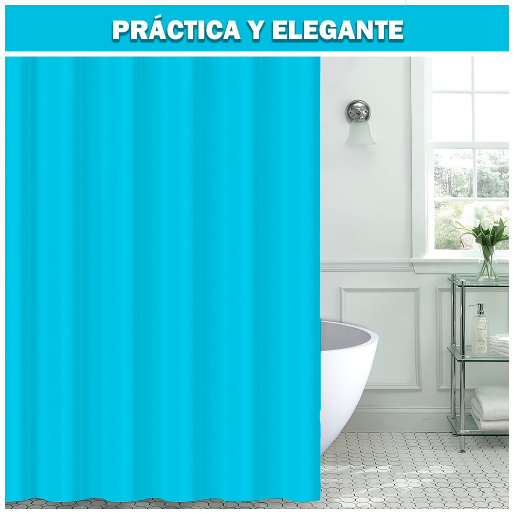 CORTINA DE BAÑO MODERNA IMPERMEABLE ACCESORIO PARA DUCHA U11 TURQUESA - 2