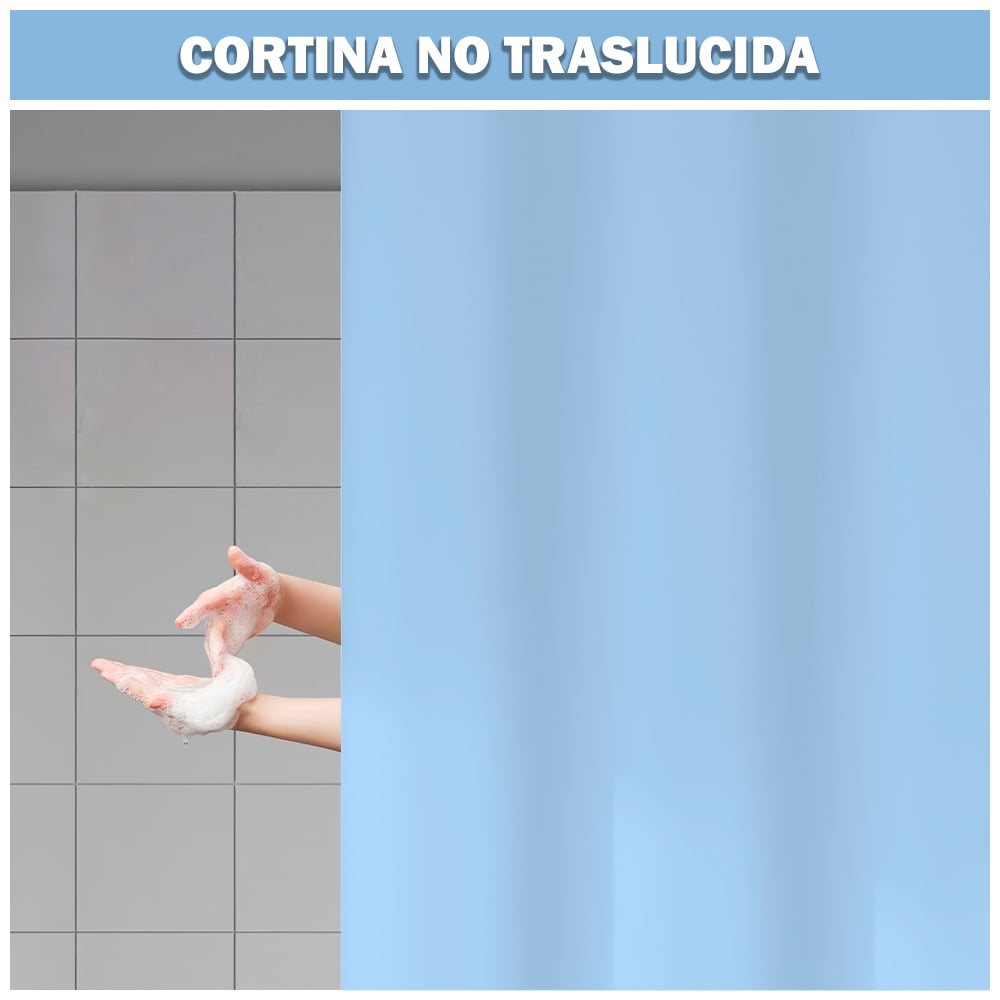 CORTINA DE BAÑO MODERNA IMPERMEABLE ACCESORIO PARA DUCHA U11 CELESTE - 3