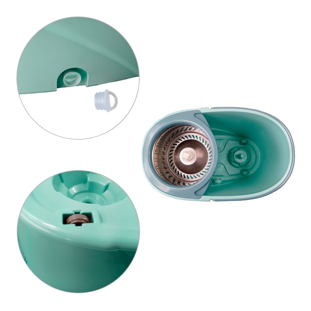 TRAPEADOR PREMIUM CON ESCURRIDOR GIRATORIO AUTOMÁTICO 2 MOPAS VERDE CLARO - 2