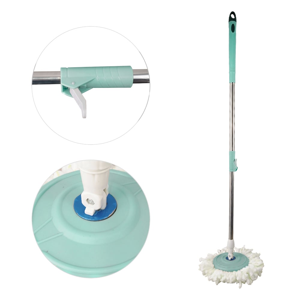 TRAPEADOR PREMIUM CON ESCURRIDOR GIRATORIO AUTOMÁTICO 2 MOPAS VERDE CLARO - 3
