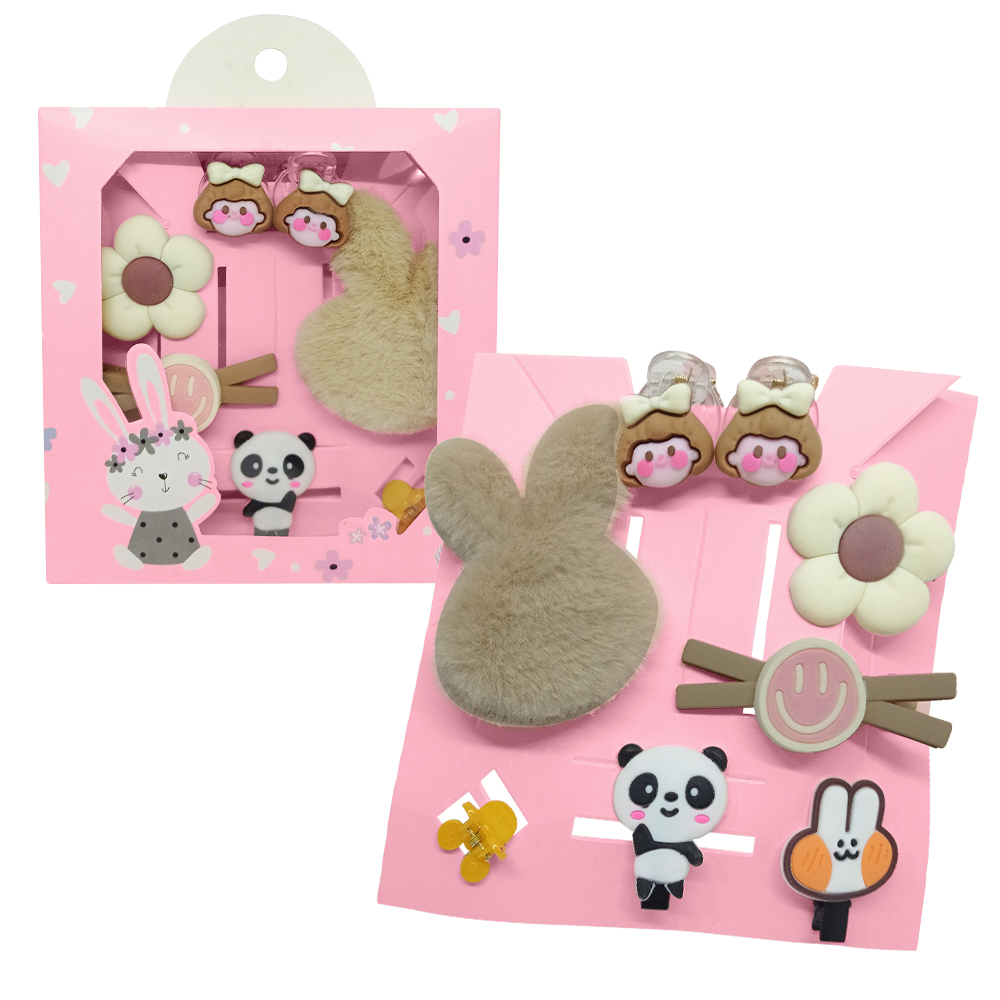 SET DE 8 GANCHITOS KAWAII PARA NIÑAS ACCESORIO DE CABELLO S47 MARRÓN - 1