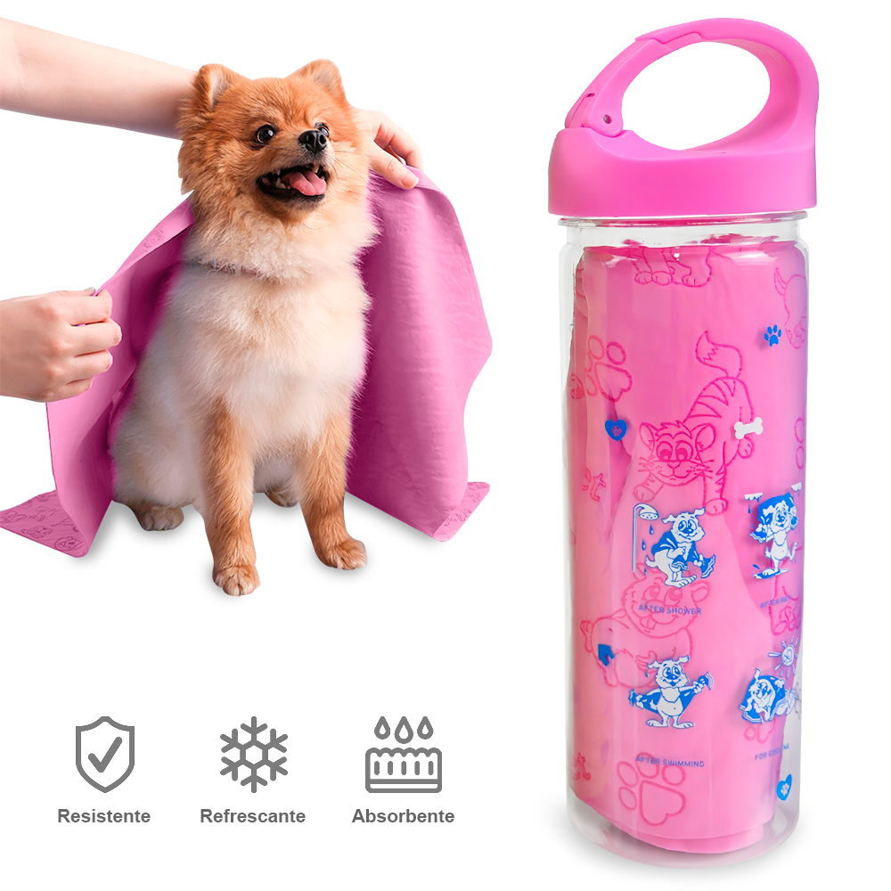 TOALLA ABSORBENTE MANTA PARA PERROS M42 ROSADO - 1