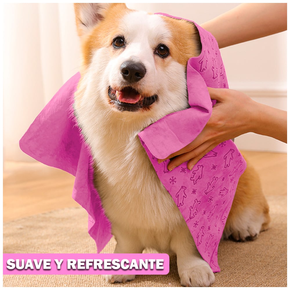 TOALLA ABSORBENTE MANTA PARA PERROS M42 ROSADO - 2