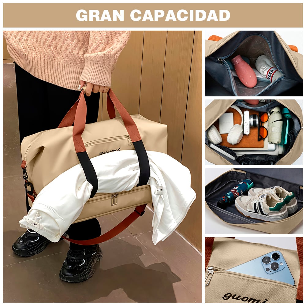 BOLSO DE VIAJE MALETÍN DEPORTIVO GIMNASIO BEIGE CG0 - 2
