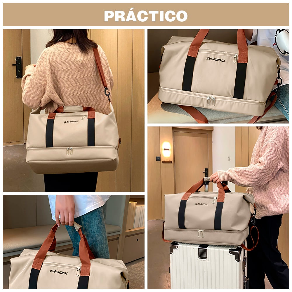 BOLSO DE VIAJE MALETÍN DEPORTIVO GIMNASIO BEIGE CG0 - 5