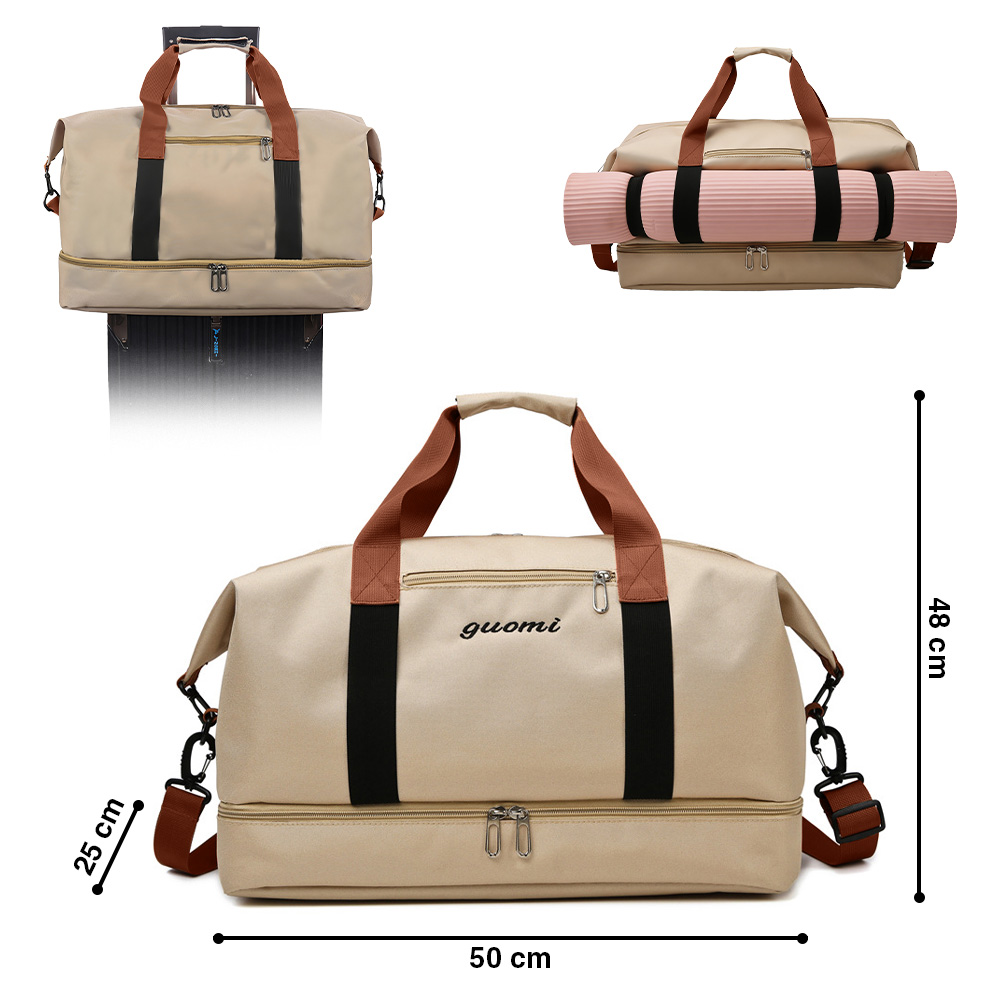 BOLSO DE VIAJE MALETÍN DEPORTIVO GIMNASIO BEIGE CG0 - 6