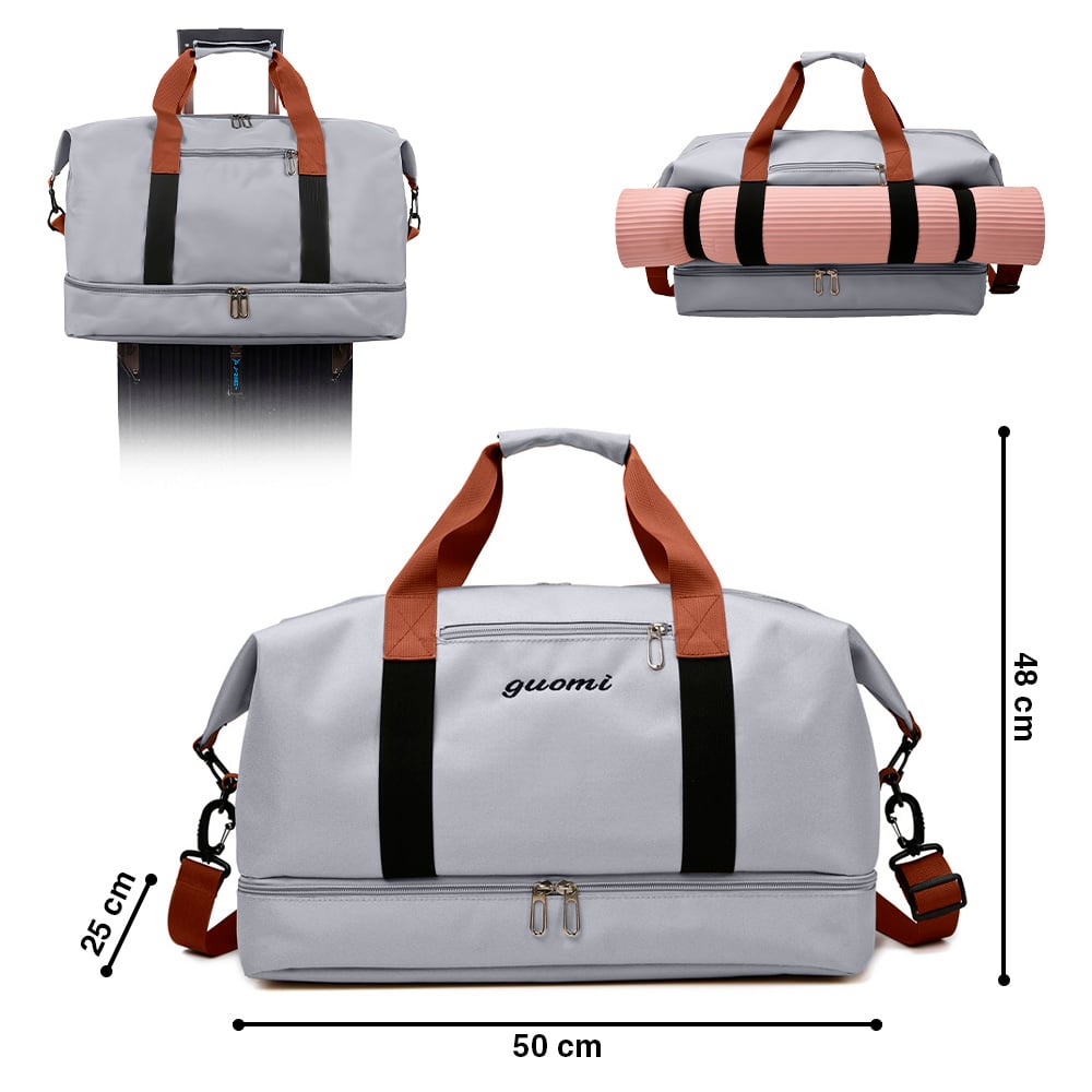 BOLSO DE VIAJE MALETÍN DEPORTIVO GIMNASIO PLOMO CG0 - 6