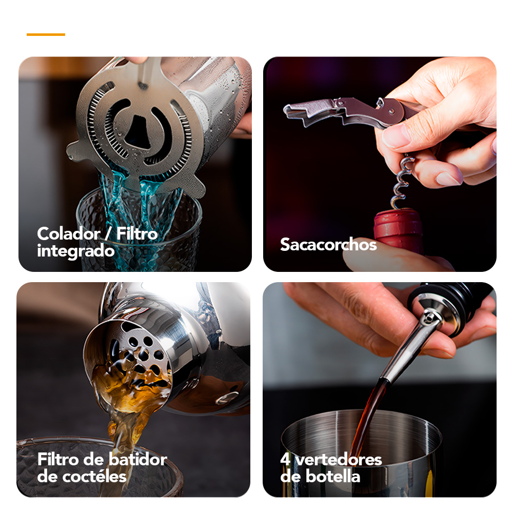 SET DE BAR PROFESIONAL 12 PIEZAS JUEGO DE COCTELERA PARA BARMAN SL6 - 5