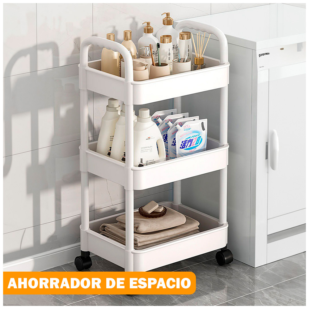 ORGANIZADOR SASHIJA BLANCO RUEDAS 3 NIVELES JK3 BAÑO - 3