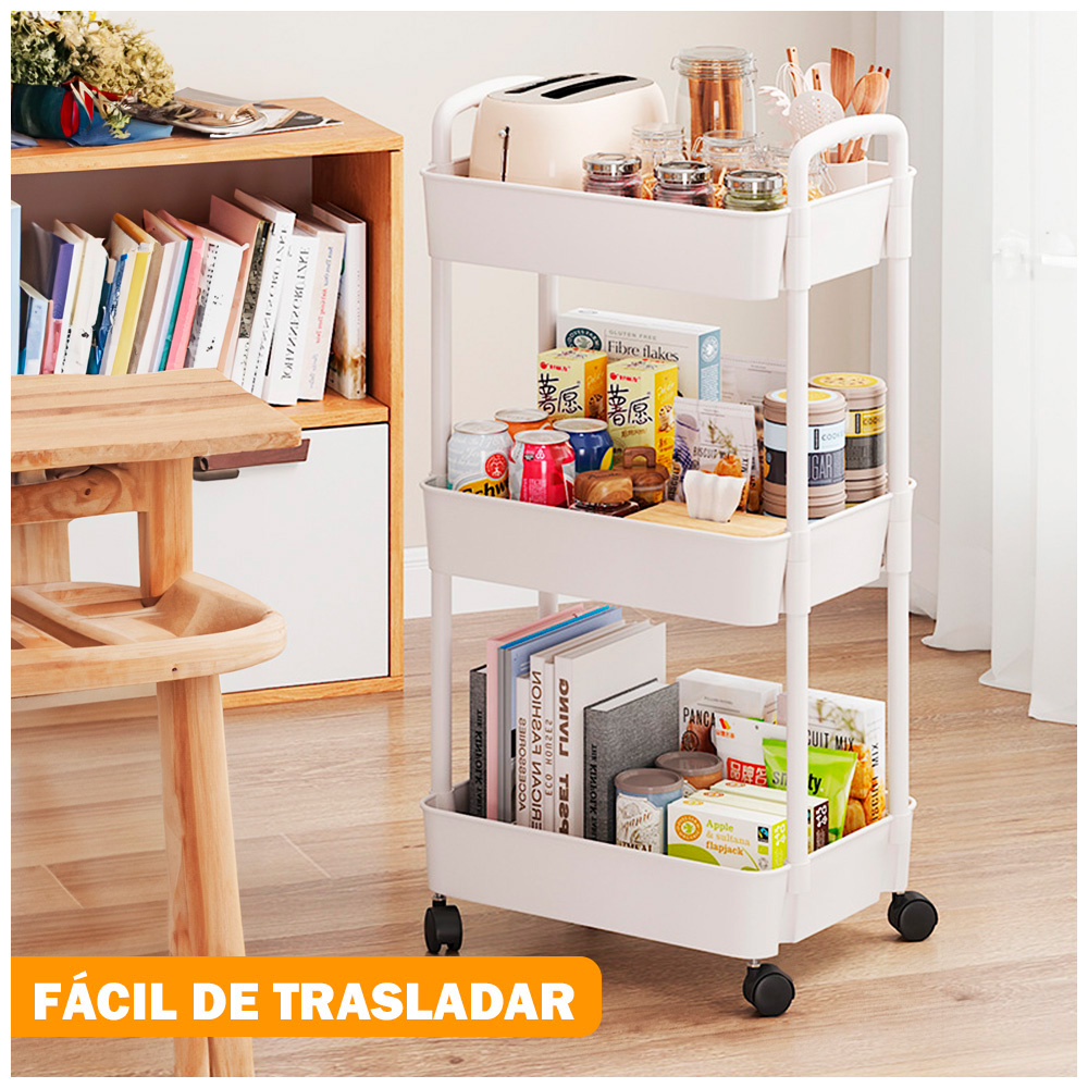 ORGANIZADOR SASHIJA BLANCO RUEDAS 3 NIVELES JK3 BAÑO - 4