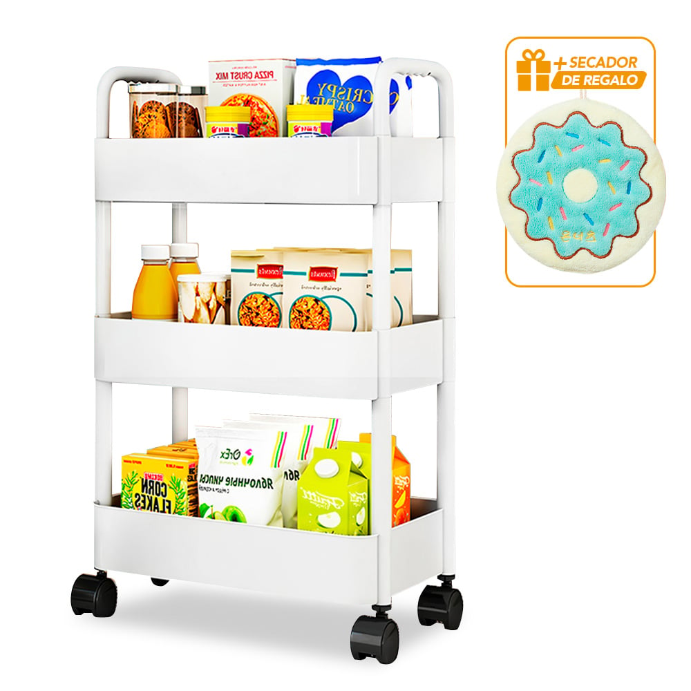 ORGANIZADOR CON RUEDAS 3 NIV BL JK3 Y TOALLA DE MANO SM6 DE REGALO - 1