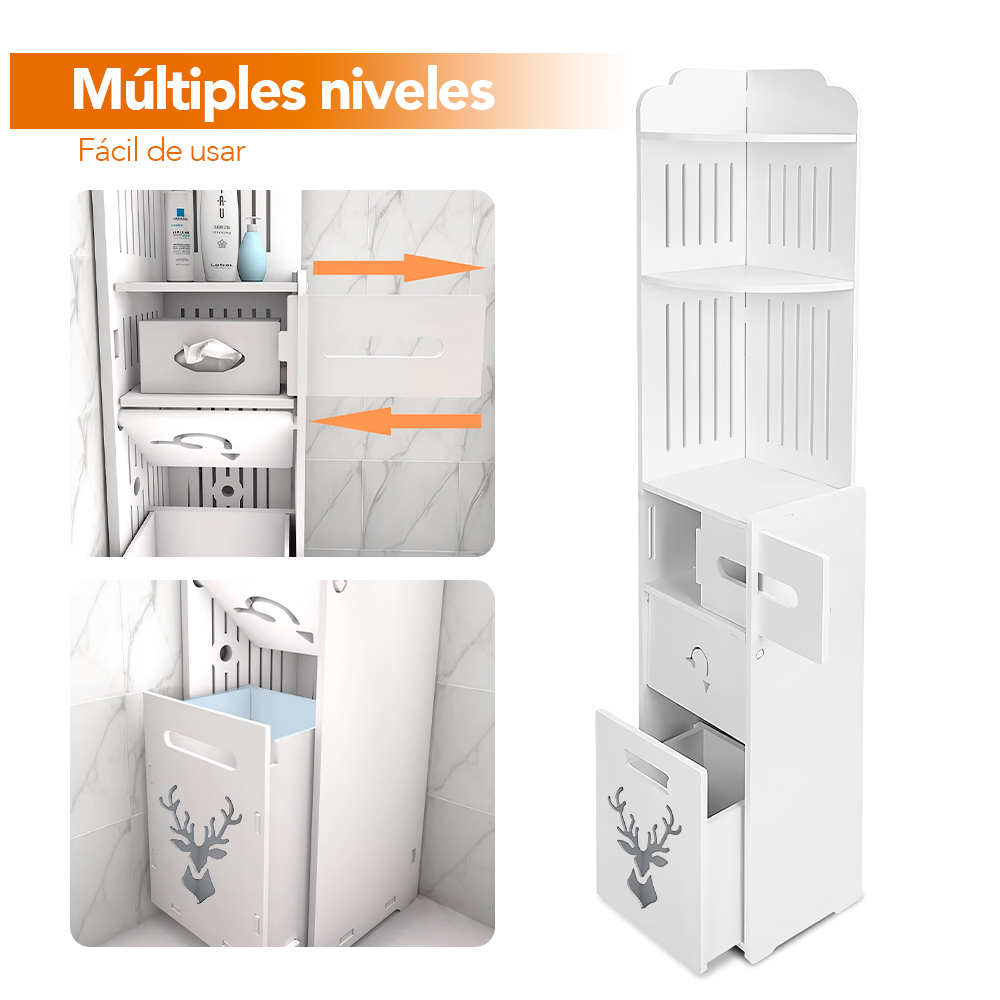 ORGANIZADOR ESTANTE CON DISPENSADOR DE PAPEL PARA BAÑO S85-B - 5