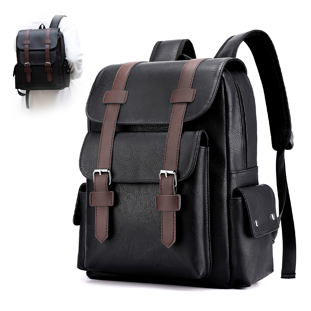 MOCHILA PARA HOMBRE DE CUERO PU CON PORTA LAPTOP NEGRO U57 - 1