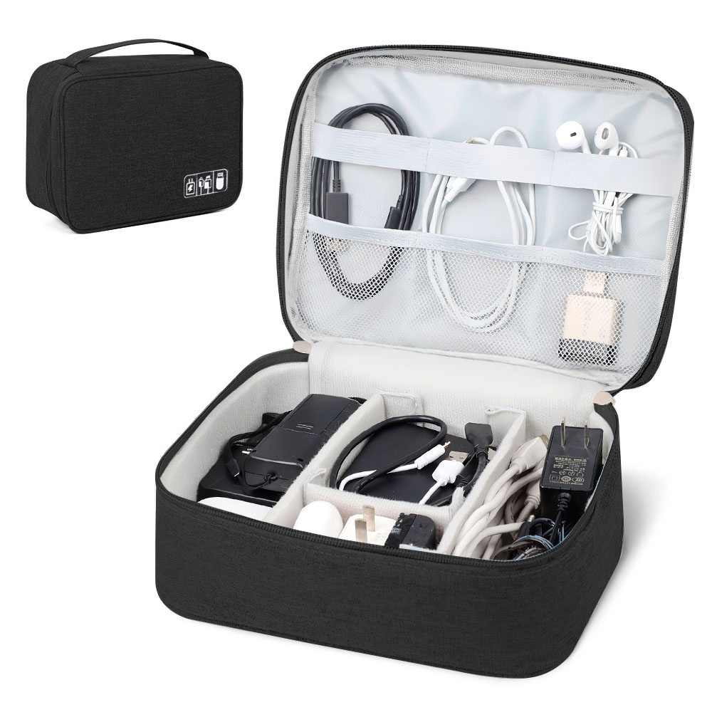 NECESER ORGANIZADOR DE CABLES Y ACCESORIOS PORTÁTIL NEGRO BW1 - 1