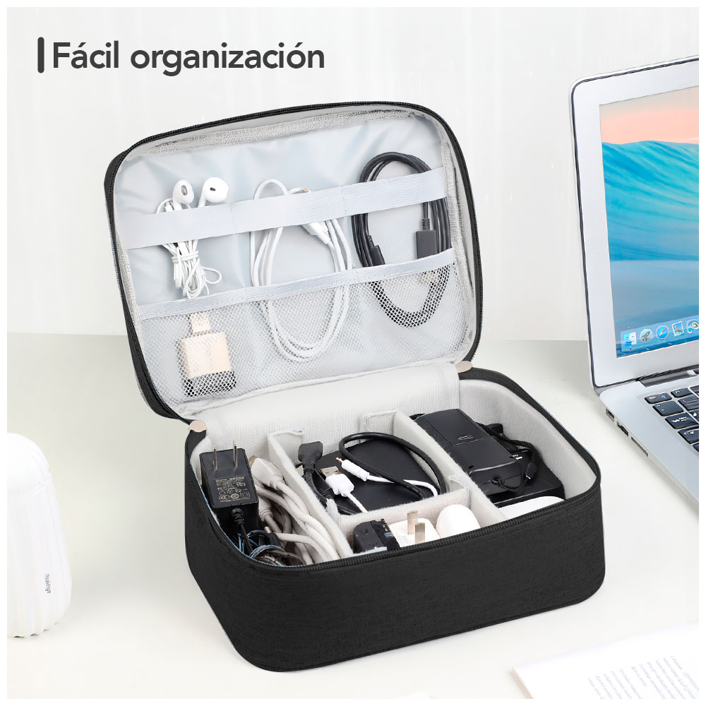 NECESER ORGANIZADOR DE CABLES Y ACCESORIOS PORTÁTIL NEGRO BW1 - 2