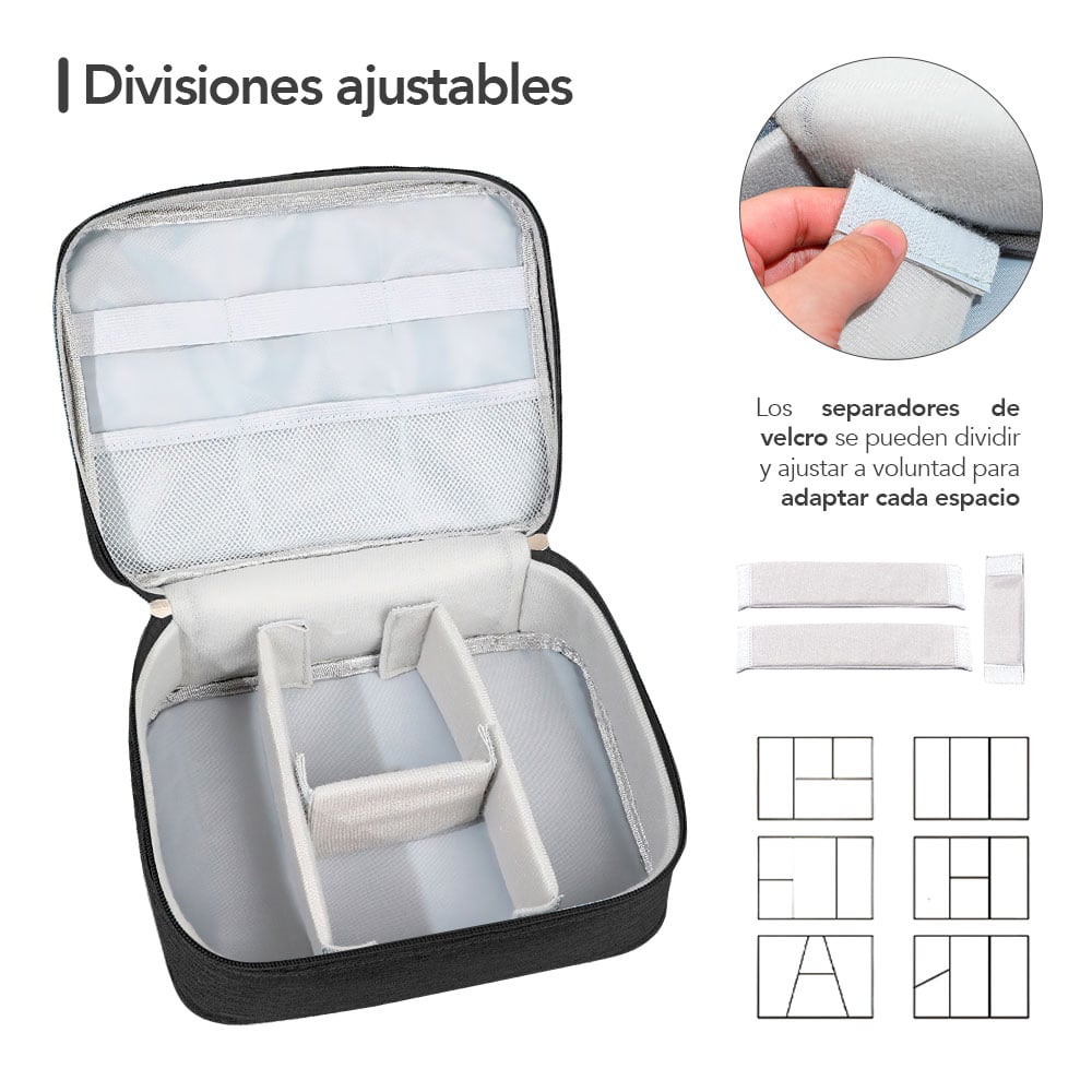 NECESER ORGANIZADOR DE CABLES Y ACCESORIOS PORTÁTIL NEGRO BW1 - 3