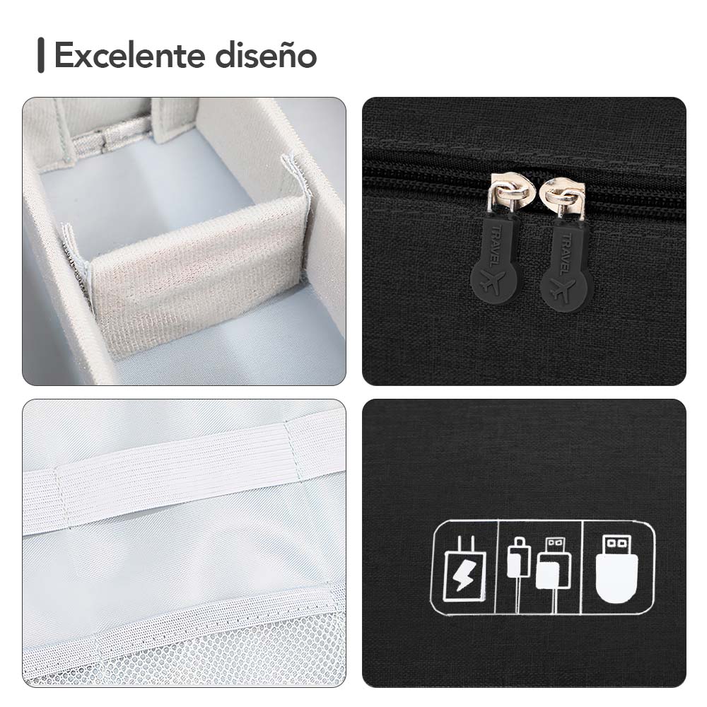 NECESER ORGANIZADOR DE CABLES Y ACCESORIOS PORTÁTIL NEGRO BW1 - 5