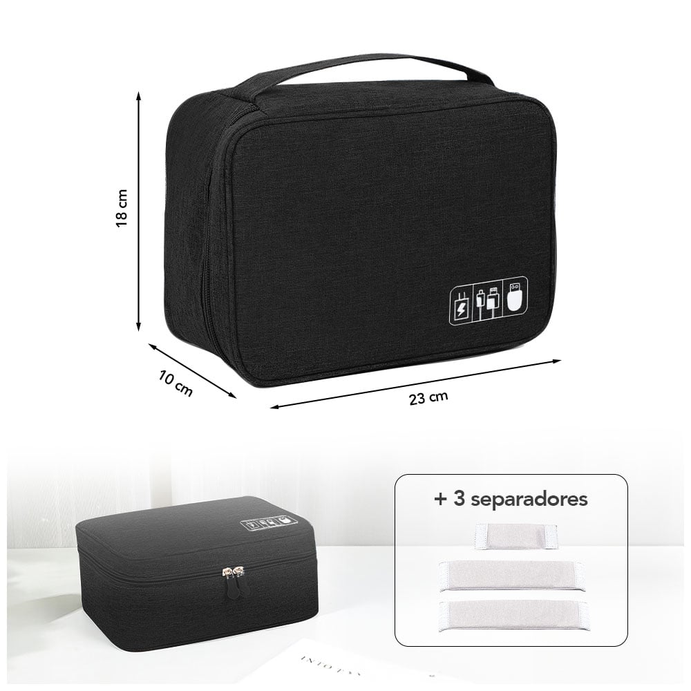 NECESER ORGANIZADOR DE CABLES Y ACCESORIOS PORTÁTIL NEGRO BW1 - 6