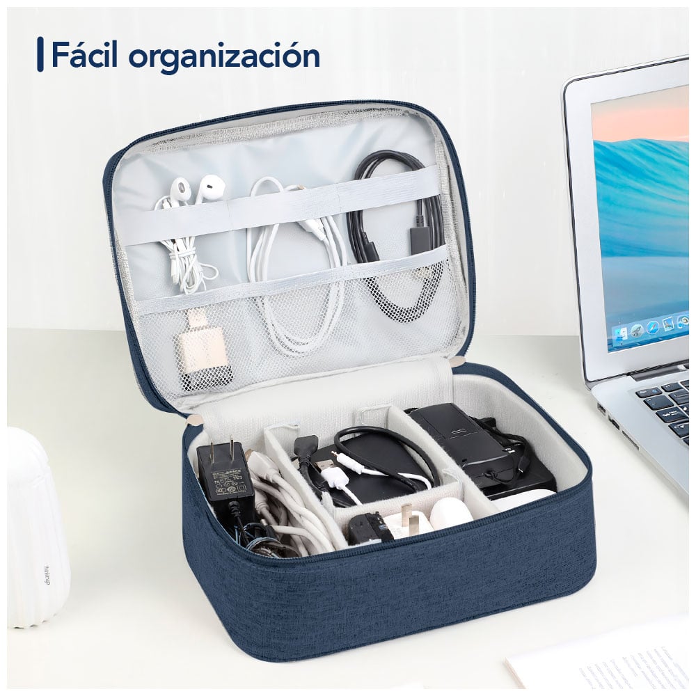 NECESER ORGANIZADOR DE CABLES Y ACCESORIOS PORTÁTIL AZUL BW1 - 2