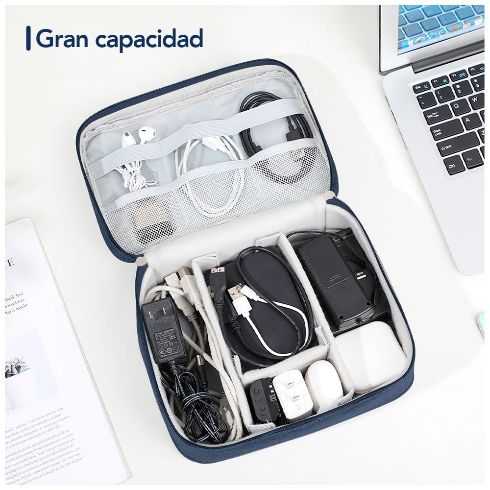 NECESER ORGANIZADOR DE CABLES Y ACCESORIOS PORTÁTIL AZUL BW1 - 4