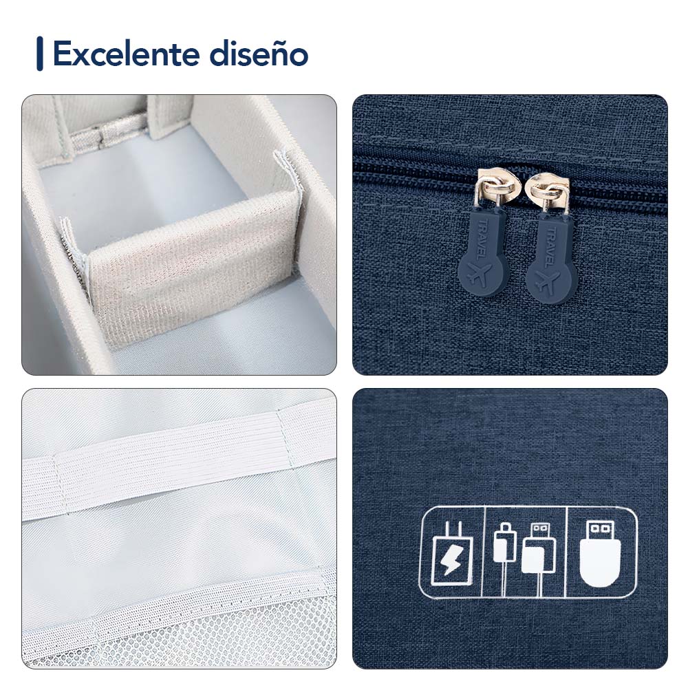 NECESER ORGANIZADOR DE CABLES Y ACCESORIOS PORTÁTIL AZUL BW1 - 5