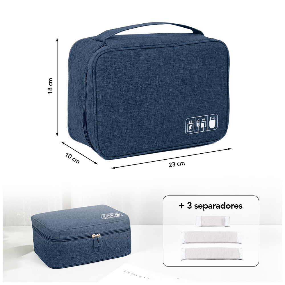NECESER ORGANIZADOR DE CABLES Y ACCESORIOS PORTÁTIL AZUL BW1 - 6